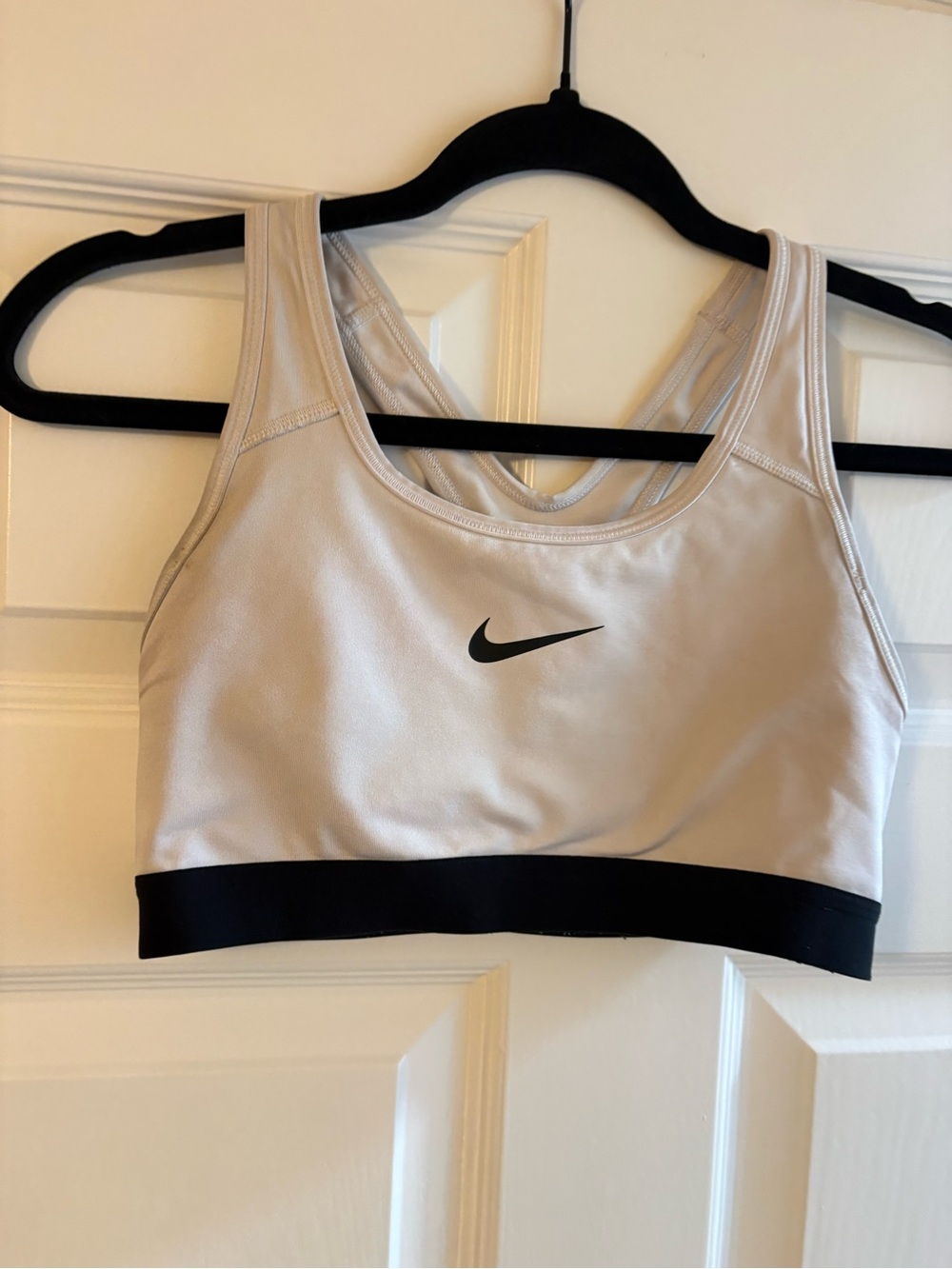 Nike White Dri-FIT Sports Bra with Black Band